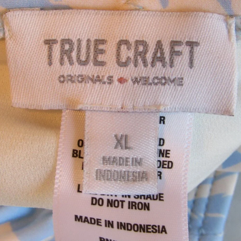True Craft Blue Bell Seaside Palms Blue/White Swimsuit Bottoms Size XL NWT